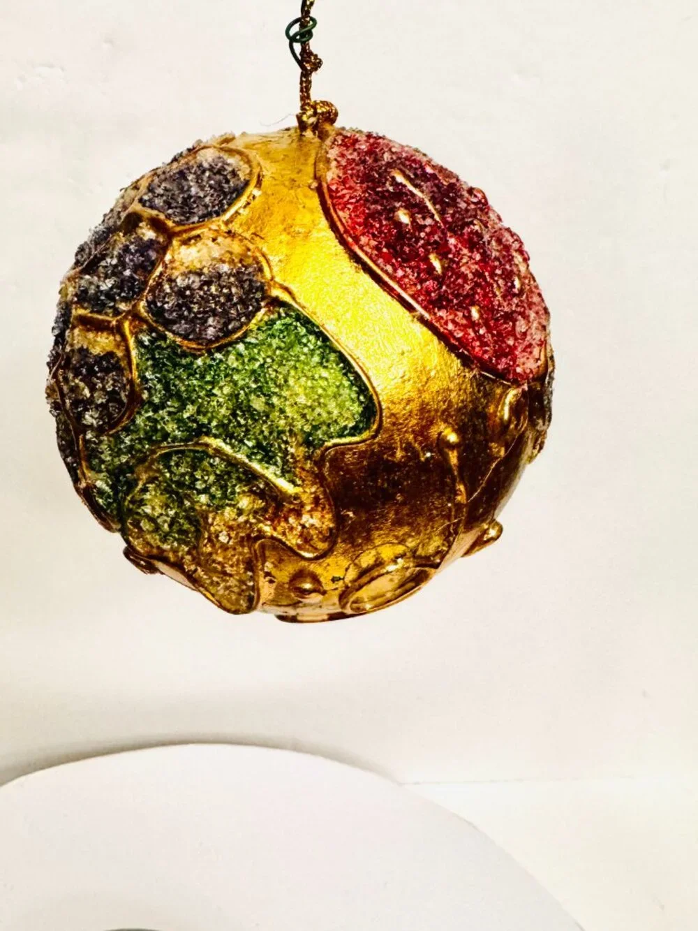 2 Textured Golden Ball Christmas Ornament 4.5